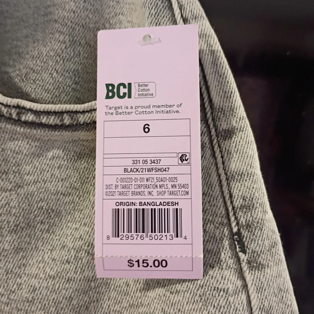 NWT Wild Fable Gray Whit Washed High Rise Denim Summer Shorts Size 6 Waist 28 - Picture 7 of 7